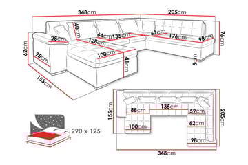 Dynir Soffa med Divan och Schäslong 4-sits - Orange - Products - Möbler - Soffa - Divansoffa & schäslongsoffa - 4 sits soffa med divan