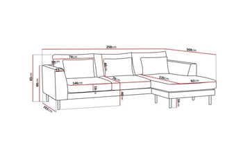 Florenz 3-sits Vänstervänd L-formad Divansoffa i Tyg - Mörkgrå - Products - Möbler - Soffa - Divansoffa & schäslongsoffa - 3 sits soffa med divan
