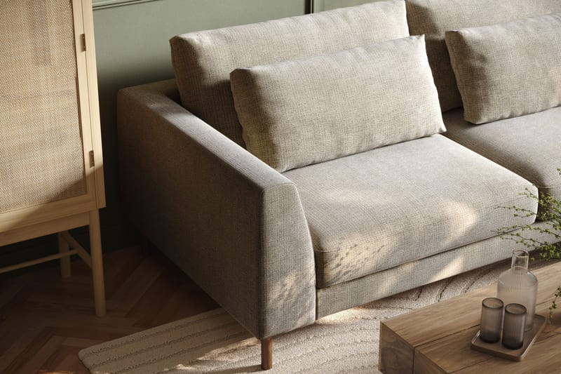 Florenz 4-sits Högervänd L-formad Schäslongsoffa i Tyg - Grå / Beige - Products - Möbler - Soffa - Divansoffa & schäslongsoffa - 4 sits soffa med divan