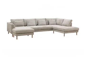 Florenz 4-sits Högervänd U-formad Soffa med Divan och Schäslong i Chenille - Grå / Beige - Products - Möbler - Soffa - Divansoffa & schäslongsoffa - 4 sits soffa med divan