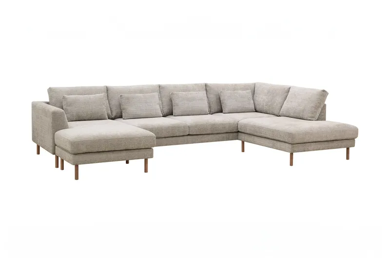 Florenz 4-sits Högervänd U-formad Soffa med Divan och Schäslong i Chenille - Grå / Beige - Products - Möbler - Soffa - Divansoffa & schäslongsoffa - 4 sits soffa med divan