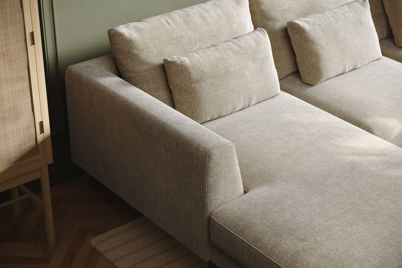 Florenz 4-sits Högervänd U-formad Soffa med Divan och Schäslong i Chenille - Grå / Beige - Products - Möbler - Soffa - Divansoffa & schäslongsoffa - 4 sits soffa med divan