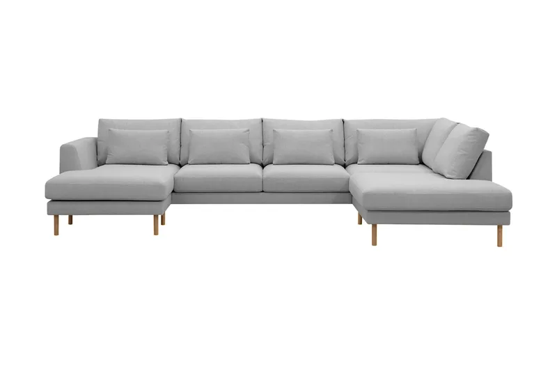 Florenz 4-sits Högervänd U-formad Soffa med Divan och Schäslong i Tyg - Ljusgrå - Products - Möbler - Soffa - Divansoffa & schäslongsoffa - 4 sits soffa med divan