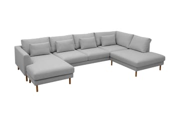Florenz 4-sits Högervänd U-formad Soffa med Divan och Schäslong i Tyg - Ljusgrå - Products - Möbler - Soffa - Divansoffa & schäslongsoffa - 4 sits soffa med divan
