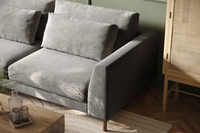 Florenz 4-sits Vänstervänd L-formad Schäslongsoffa i Chenille - Ljusgrå - Products - Möbler - Soffa - Divansoffa & schäslongsoffa - 4 sits soffa med divan
