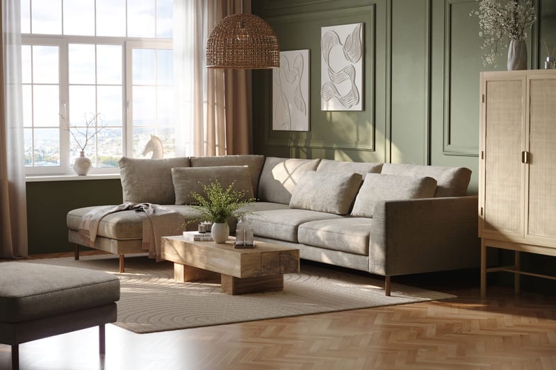Florenz 4-sits Vänstervänd L-formad Schäslongsoffa i Tyg - Grå / Beige - Products - Möbler - Soffa - Divansoffa & schäslongsoffa - 4 sits soffa med divan