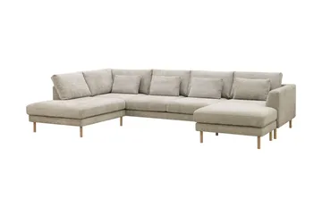 Florenz 4-sits Vänstervänd U-formad Soffa med Divan och Schäslong i Chenille - Grå / Beige - Products - Möbler - Soffa - Divansoffa & schäslongsoffa - 4 sits soffa med divan