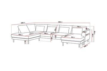 Florenz 4-sits Vänstervänd U-formad Soffa med Divan och Schäslong i Chenille - Ljusgrå - Products - Möbler - Soffa - Divansoffa & schäslongsoffa - 4 sits soffa med divan