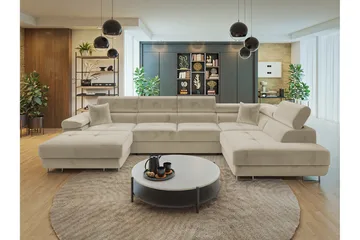 Gabina Soffa med Divan och Schäslong 4-sits - Beige - Products - Möbler - Soffa - Divansoffa & schäslongsoffa - 4 sits soffa med divan