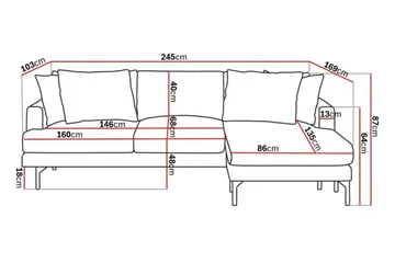 Menard 3-sits Högervänd L-formad Divansoffa i Manchester - Mörkgrön - Products - Möbler - Soffa - Divansoffa & schäslongsoffa - 3 sits soffa med divan