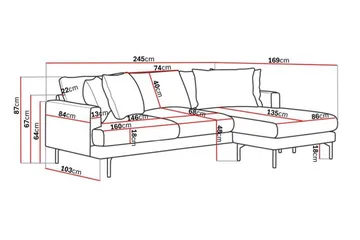 Menard 3-sits Högervänd L-formad Divansoffa i Tyg - M örkgrå - Products - Möbler - Soffa - Divansoffa & schäslongsoffa - 3 sits soffa med divan