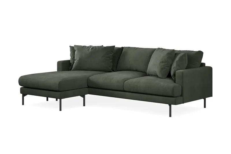 Menard 3-sits Vänstervänd L-formad Divansoffa i Manchester - Mörkgrön - Products - Möbler - Soffa - Divansoffa & schäslongsoffa - 3 sits soffa med divan