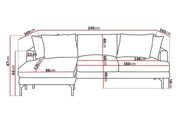 Menard 3-sits Vänstervänd L-formad Djup Divansoffa i Manchester - Beige - Products - Möbler - Soffa - Divansoffa & schäslongsoffa - 3 sits soffa med divan