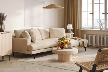 Menard 4-sits Högervänd L-formad Divansoffa i Manchester - Beige - Products - Möbler - Soffa - Divansoffa & schäslongsoffa - 4 sits soffa med divan