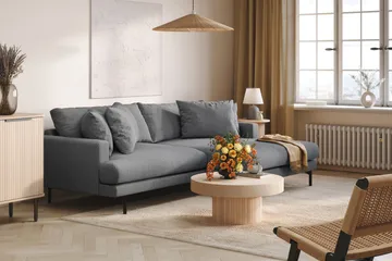 Menard 4-sits Högervänd L-formad Divansoffa i Tyg - Mörkgrå - Products - Möbler - Soffa - Divansoffa & schäslongsoffa - 4 sits soffa med divan