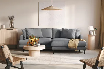 Menard 4-sits Högervänd L-formad Divansoffa i Tyg - Mörkgrå - Products - Möbler - Soffa - Divansoffa & schäslongsoffa - 4 sits soffa med divan