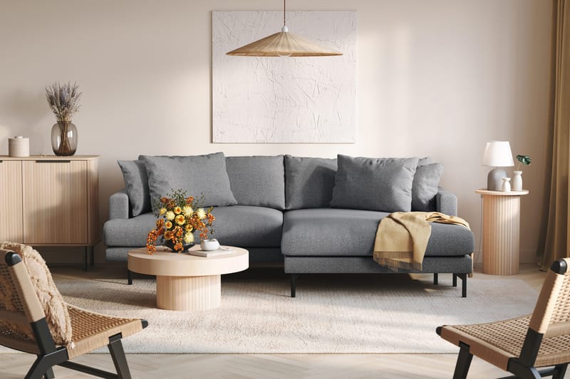 Menard 4-sits Högervänd L-formad Divansoffa i Tyg - Mörkgrå - Products - Möbler - Soffa - Divansoffa & schäslongsoffa - 4 sits soffa med divan