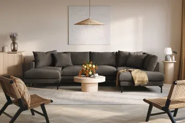 Menard 4-sits Högervänd Stor U-formad Djup Soffa med Divan och Schäslong i Manchester - Mörkgrå - Products - Möbler - Soffa - Divansoffa & schäslongsoffa - 4 sits soffa med divan