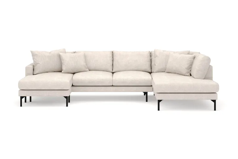 Menard 4-sits Högervänd Stor U-formad Djup Soffa med Divan och Schäslong i Tyg - Beige - Products - Möbler - Soffa - Divansoffa & schäslongsoffa - 4 sits soffa med divan