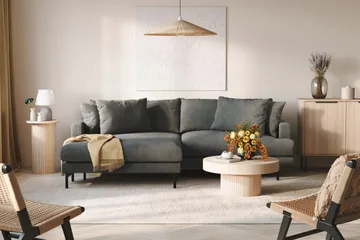 Menard 4-sits Vänstervänd L-formad Divansoffa i Manchester - Gr å - Products - Möbler - Soffa - Divansoffa & schäslongsoffa - 4 sits soffa med divan