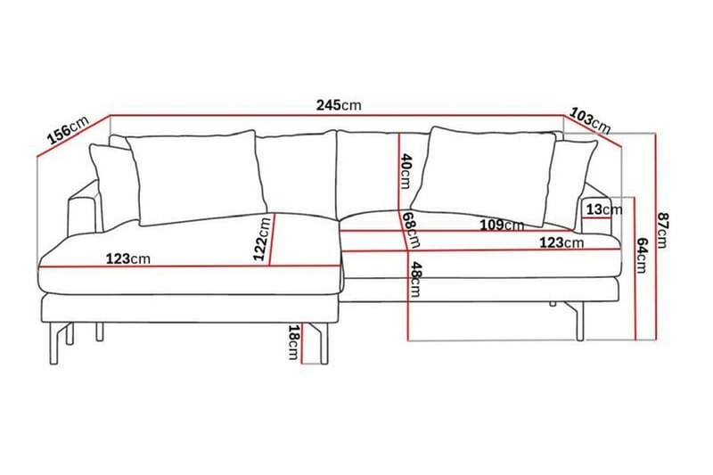 Menard 4-sits Vänstervänd L-formad Divansoffa i Manchester - Grå - Products - Möbler - Soffa - Divansoffa & schäslongsoffa - 4 sits soffa med divan