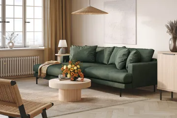 Menard 4-sits Vänstervänd L-formad Divansoffa i Manchester - Grön - Products - Möbler - Soffa - Divansoffa & schäslongsoffa - 4 sits soffa med divan