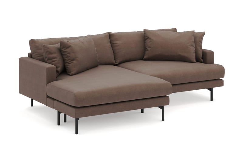 Menard 4-sits Vänstervänd L-formad Divansoffa i Tyg - Brun - Products - Möbler - Soffa - Divansoffa & schäslongsoffa - 4 sits soffa med divan