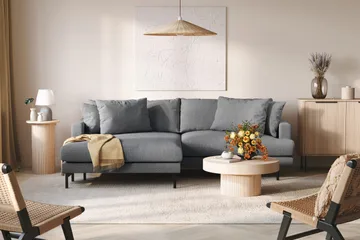Menard 4-sits Vänstervänd L-formad Divansoffa i Tyg - Mörkgrå - Products - Möbler - Soffa - Divansoffa & schäslongsoffa - 4 sits soffa med divan