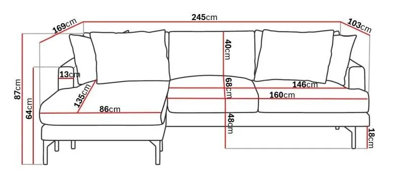 Menard 4-sits Vänstervänd L-formad Djup Divansoffa i Tyg - Beige - Products - Möbler - Soffa - Divansoffa & schäslongsoffa - 4 sits soffa med divan