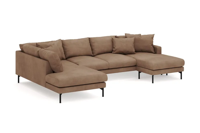 Menard 4-sits Vänstervänd Stor U-formad Djup Large Soffa med Divan och Schäslong i Manchester - Brun - Products - Möbler - Soffa - Divansoffa & schäslongsoffa - 4 sits soffa med divan
