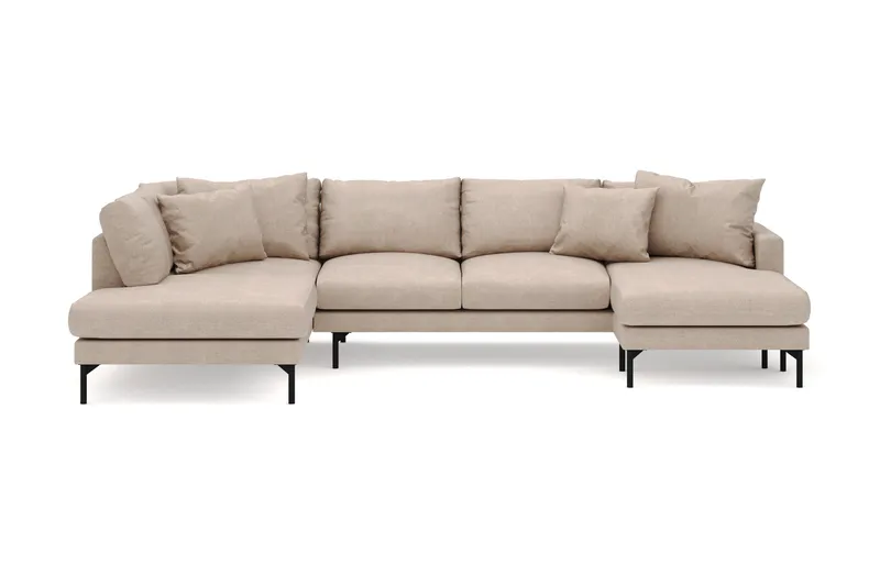 Menard 4-sits Vänstervänd Stor U-formad Djup Large Soffa med Divan och Schäslong i Tyg - Beige - Products - Möbler - Soffa - Divansoffa & schäslongsoffa - 4 sits soffa med divan