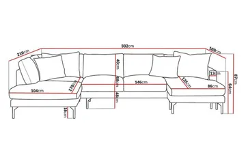 Menard 4-sits Vänstervänd Stor U-formad Djup Soffa med Divan och Schäslong i Manchester - Grå - Products - Möbler - Soffa - Divansoffa & schäslongsoffa - 4 sits soffa med divan