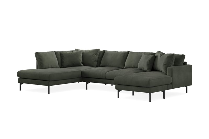 Menard 4-sits Vänstervänd Stor U-formad Djup Soffa med Divan och Schäslong i Manchester - Mörkgrön - Products - Möbler - Soffa - Divansoffa & schäslongsoffa - 4 sits soffa med divan