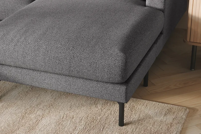 Menard 4-sits Vänstervänd Stor U-formad Djup Soffa med Divan och Schäslong i Tyg - Mörkgrå - Products - Möbler - Soffa - Divansoffa & schäslongsoffa - 4 sits soffa med divan