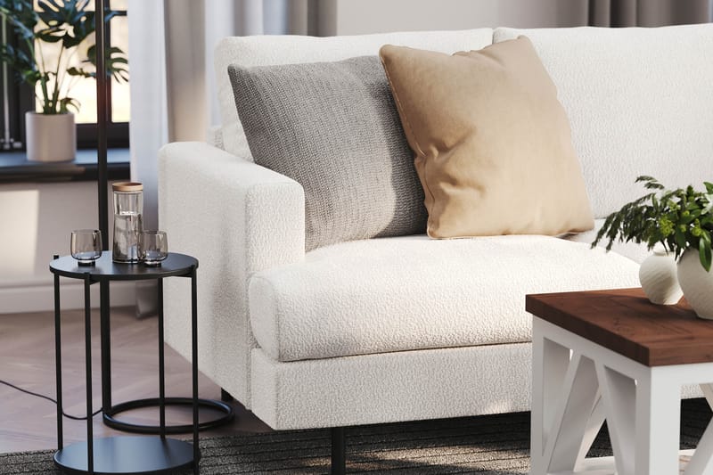 Menard Compact 3-sits Högervänd L-formad Divansoffa i Bouclé - Vit - Products - Möbler - Soffa - Divansoffa & schäslongsoffa - 3 sits soffa med divan
