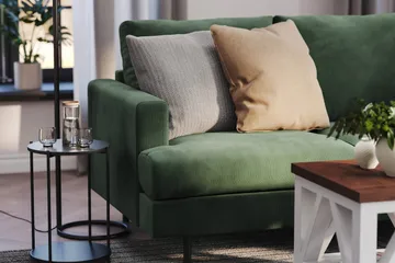 Menard Compact 3-sits Högervänd L-formad Divansoffa i Manchester - Grön - Products - Möbler - Soffa - Divansoffa & schäslongsoffa - 3 sits soffa med divan