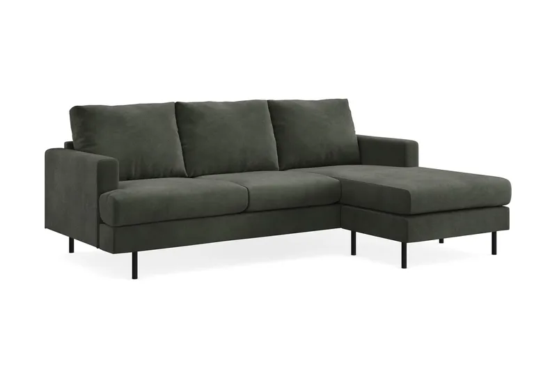 Menard Compact 3-sits Högervänd L-formad Divansoffa i Manchester - Mörkgrön - Products - Möbler - Soffa - Divansoffa & schäslongsoffa - 3 sits soffa med divan
