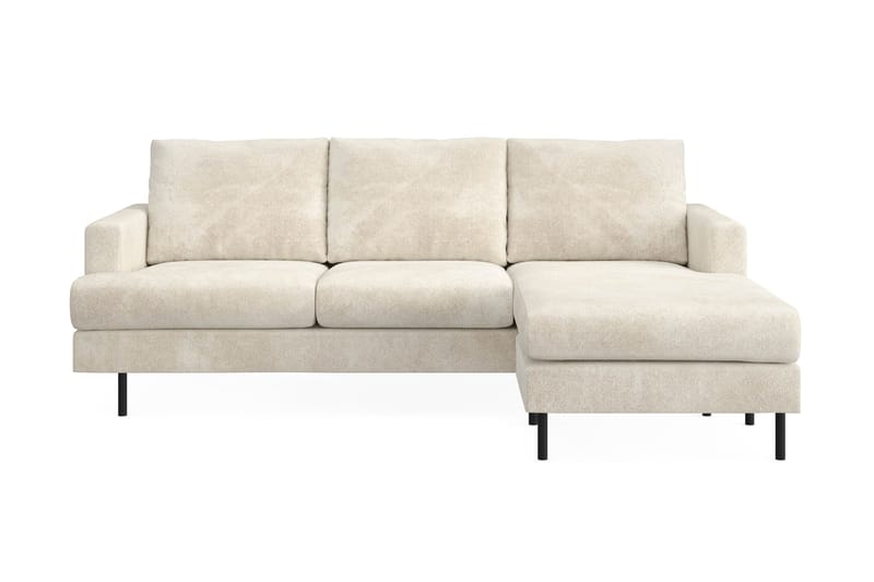 Menard Compact 3-sits Högervänd L-formad Divansoffa i Sammet, Krämvit