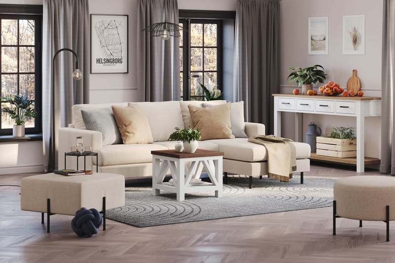 Menard Compact 3-sits Högervänd L-formad Divansoffa i Tyg - Beige - Products - Möbler - Soffa - Divansoffa & schäslongsoffa - 3 sits soffa med divan