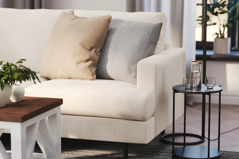 Menard Compact 3-sits Vänstervänd L-formad Divansoffa i Manchester - Beige - Products - Möbler - Soffa - Divansoffa & schäslongsoffa - 3 sits soffa med divan
