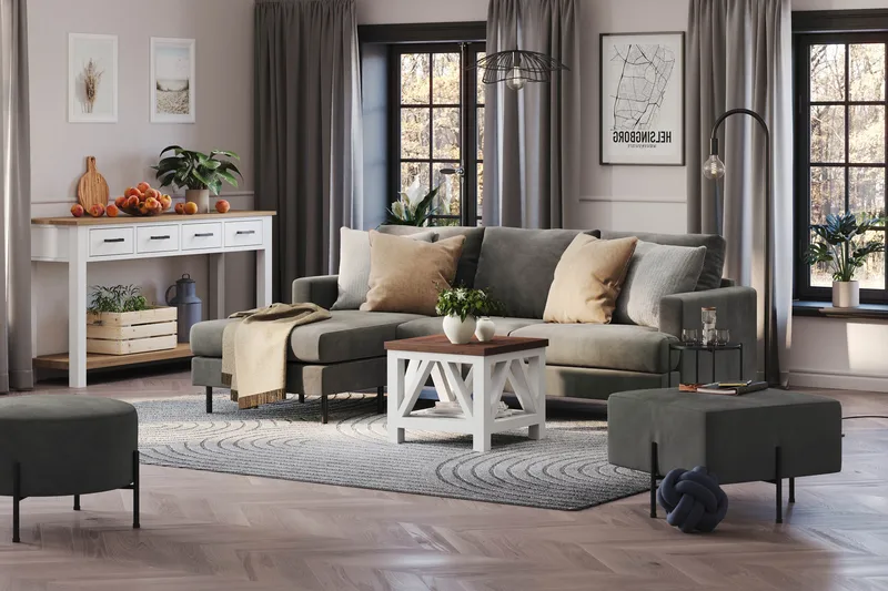 Menard Compact 3-sits Vänstervänd L-formad Divansoffa i Manchester - Grå - Products - Möbler - Soffa - Divansoffa & schäslongsoffa - 3 sits soffa med divan