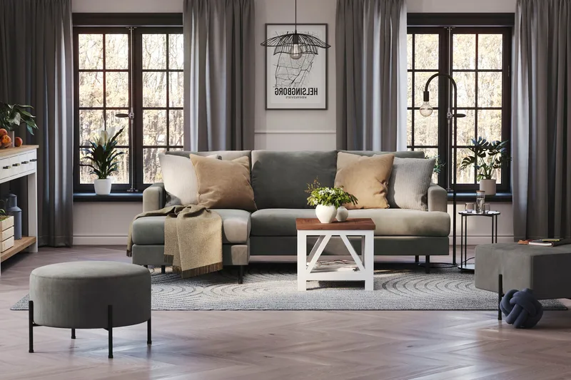 Menard Compact 3-sits Vänstervänd L-formad Divansoffa i Manchester - Grå - Products - Möbler - Soffa - Divansoffa & schäslongsoffa - 3 sits soffa med divan