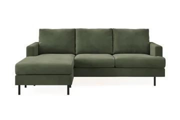 Menard Compact 3-sits Vänstervänd L-formad Divansoffa i Manchester - Grön - Products - Möbler - Soffa - Divansoffa & schäslongsoffa - 3 sits soffa med divan