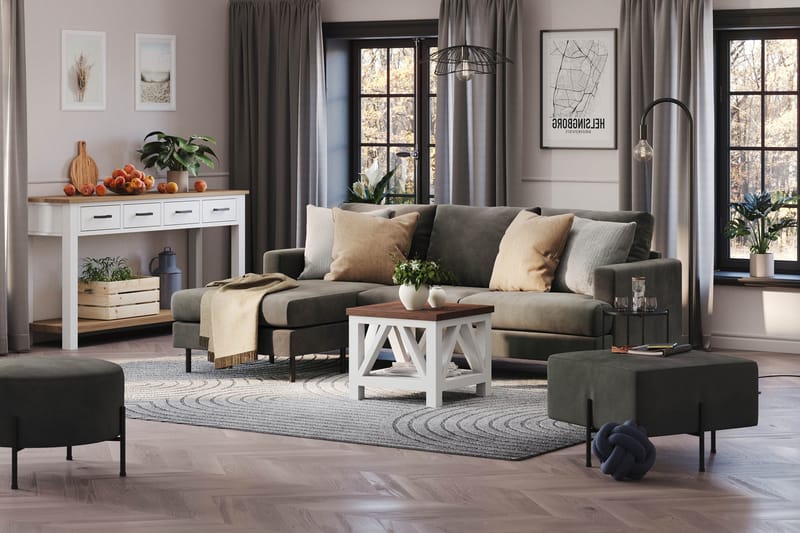Menard Compact 3-sits Vänstervänd L-formad Divansoffa i Manchester - Mörkgrå - Products - Möbler - Soffa - Divansoffa & schäslongsoffa - 3 sits soffa med divan