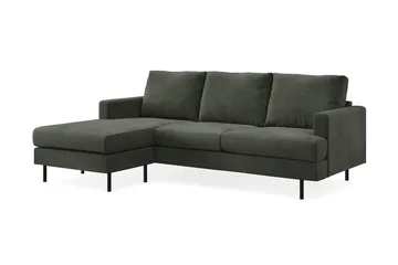 Menard Compact 3-sits Vänstervänd L-formad Divansoffa i Manchester - Mörkgrön - Products - Möbler - Soffa - Divansoffa & schäslongsoffa - 3 sits soffa med divan