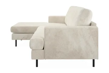 Menard Compact 3-sits Vänstervänd L-formad Divansoffa i Sammet - Krämvit - Products - Möbler - Soffa - Divansoffa & schäslongsoffa - 3 sits soffa med divan
