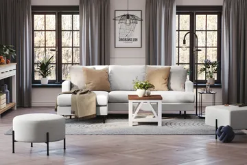 Menard Compact 3-sits Vänstervänd L-formad Divansoffa i Tyg - Ljusgrå - Products - Möbler - Soffa - Divansoffa & schäslongsoffa - 3 sits soffa med divan