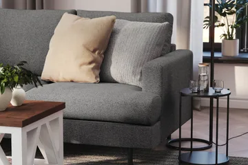 Menard Compact 3-sits Vänstervänd L-formad Divansoffa i Tyg - Mörkgrå - Products - Möbler - Soffa - Divansoffa & schäslongsoffa - 3 sits soffa med divan