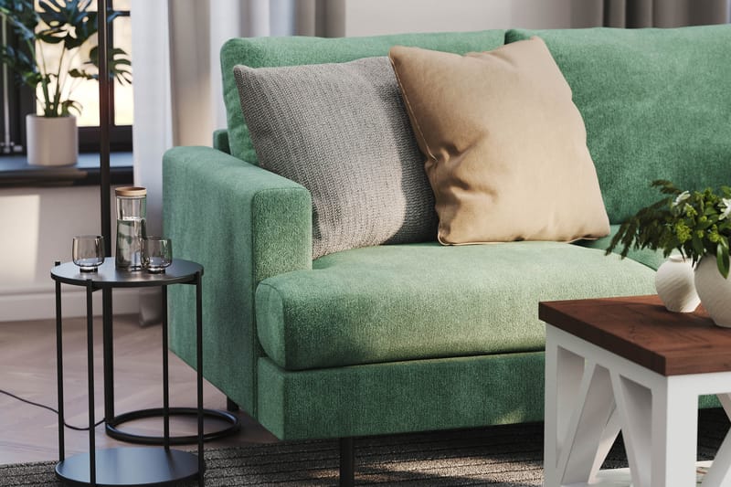 Menard Compact 4-sits Högervänd L-formad Schäslongsoffa i Sammet - Mörkgrön - Products - Möbler - Soffa - Divansoffa & schäslongsoffa - 4 sits soffa med divan