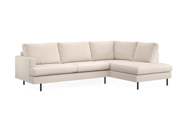 Menard Compact 4-sits Högervänd L-formad Schäslongsoffa i Tyg - Beige - Products - Möbler - Soffa - Divansoffa & schäslongsoffa - 4 sits soffa med divan